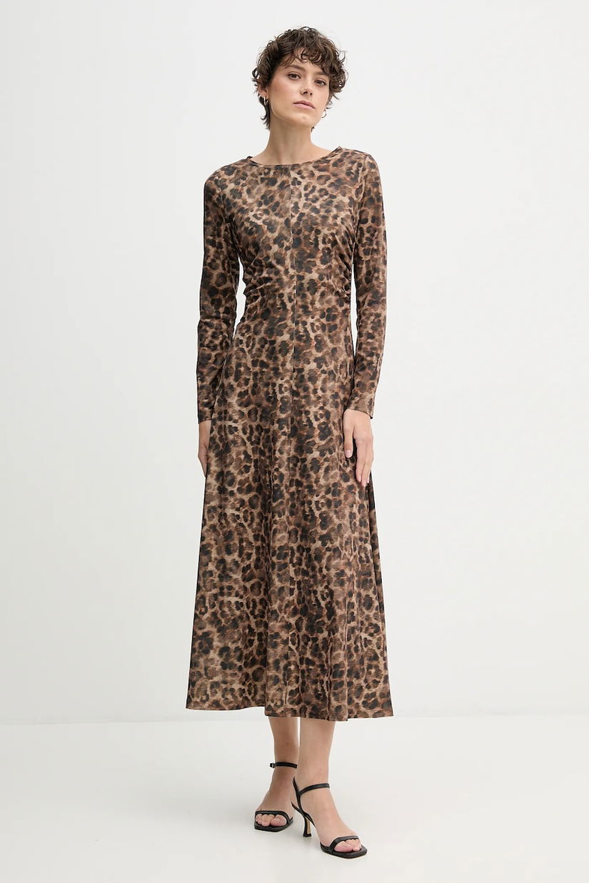 OUI rochie culoarea maro, maxi, evazați, 88650