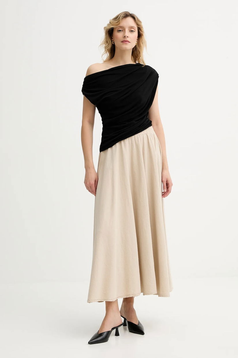 Answear Lab fusta din bumbac culoarea bej, maxi, evazati