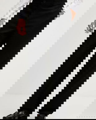 Just Cavalli pantaloni negru drept pentru bărbați 79OAA117 N0463