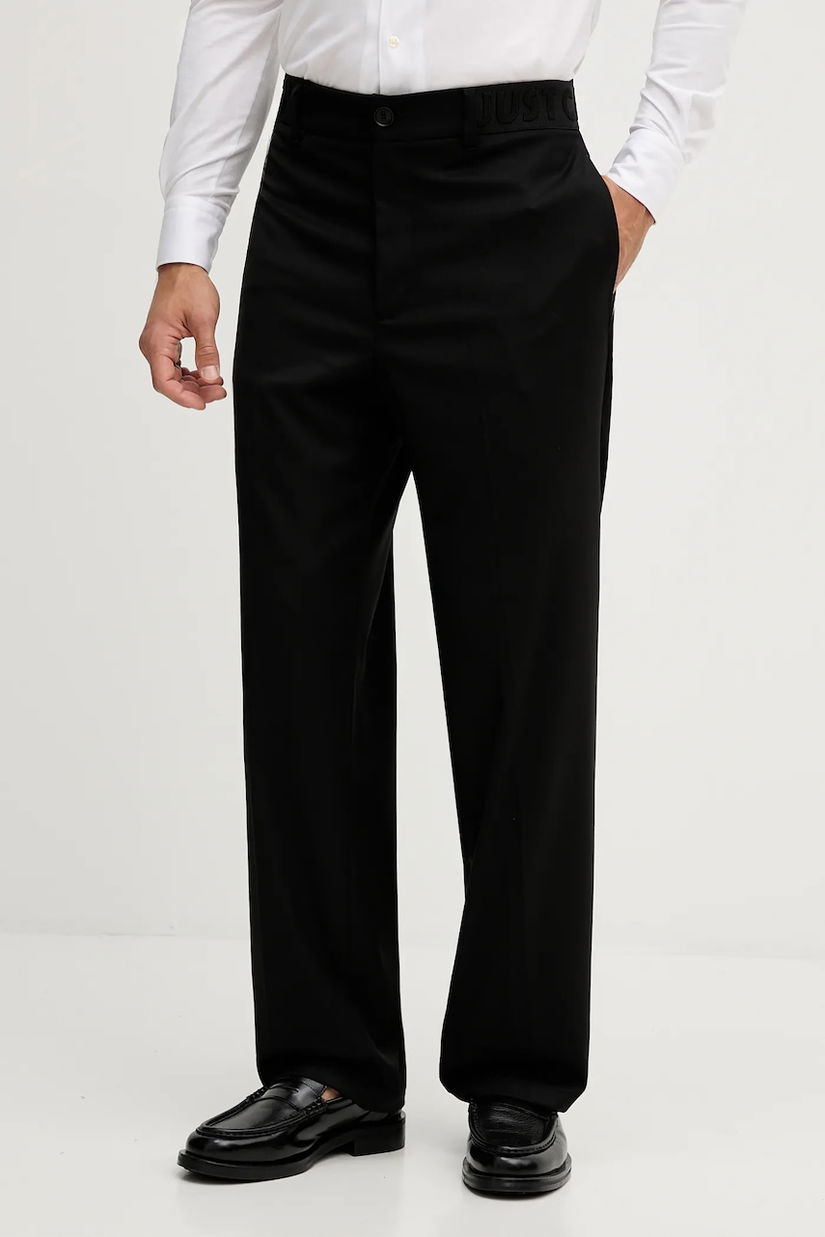Just Cavalli pantaloni negru drept pentru bărbați 79OAA117 N0463