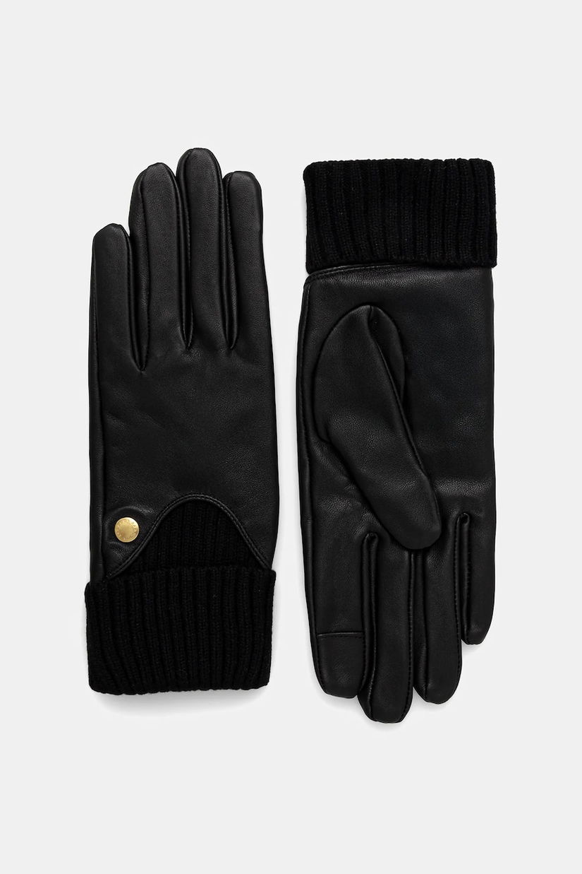 Barbour mănuși de piele culoarea negru, LGL0140