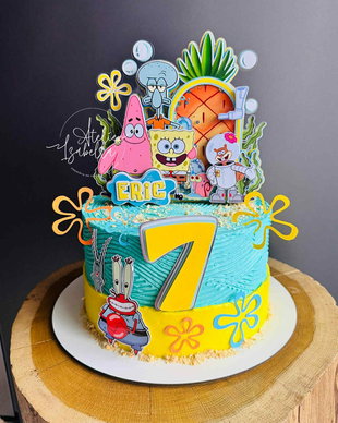 Decor pentru tort tip Shaker cu tematică SPONGE BOB