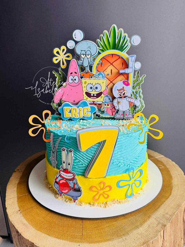 Decor pentru tort tip Shaker cu tematică SPONGE BOB