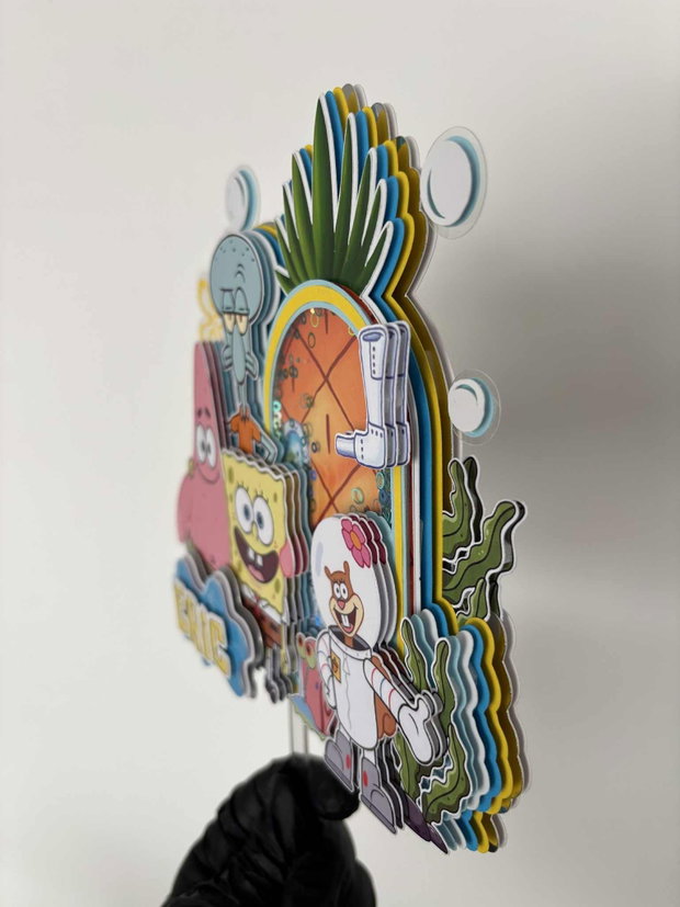 Decor pentru tort tip Shaker cu tematică SPONGE BOB