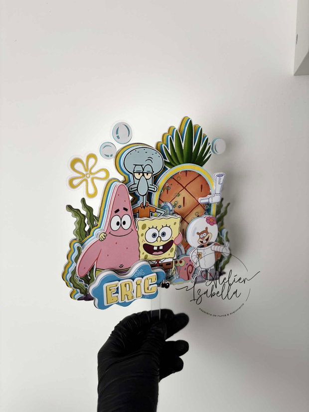 Decor pentru tort tip Shaker cu tematică SPONGE BOB