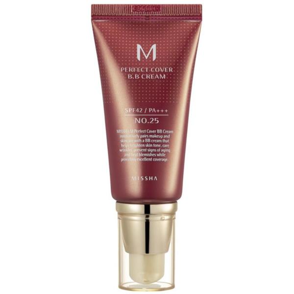 Crema BB cu Protectie Ridicata - Missha BB Cream M Perfect Cover SPF42/PA+++, nuanta 25/Bej Cald, 50 ml