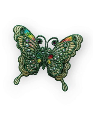 Brosa Fluture Verde Brodat 3D