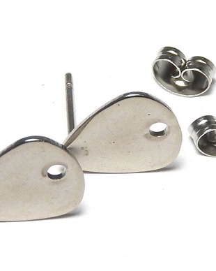 Tortite cercei din inox, lacrima, 12x10 mm
