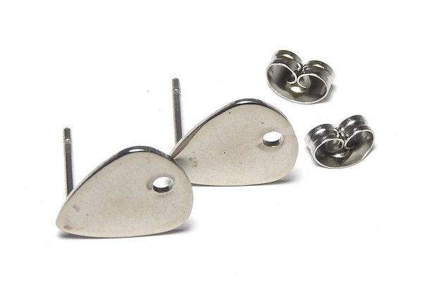 Tortite cercei din inox, lacrima, 12x10 mm