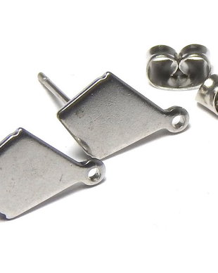 Tortite cercei din inox, romb, 13x8.5 mm