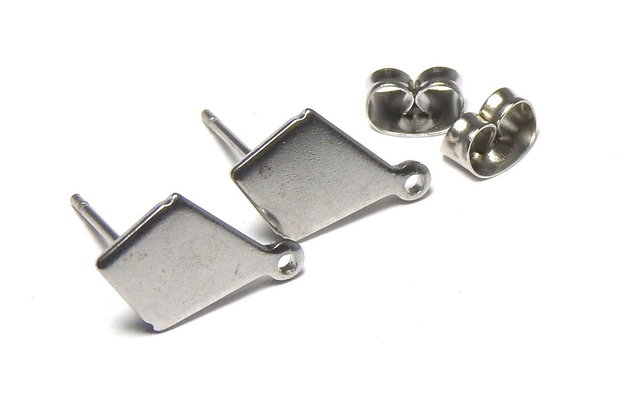 Tortite cercei din inox, romb, 13x8.5 mm