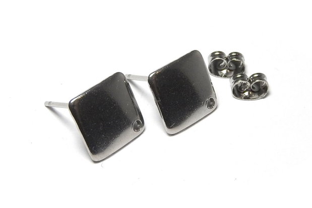 Tortite cercei din inox, romb, 13.5x13.5 mm