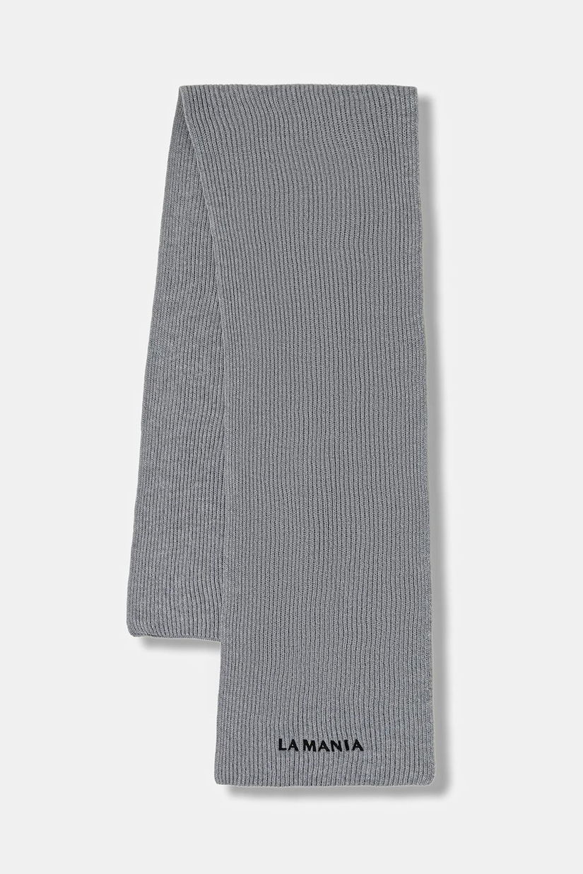 La Mania eșarfă de lână MERINOWOOL culoarea gri, uni, MERINOWOOL