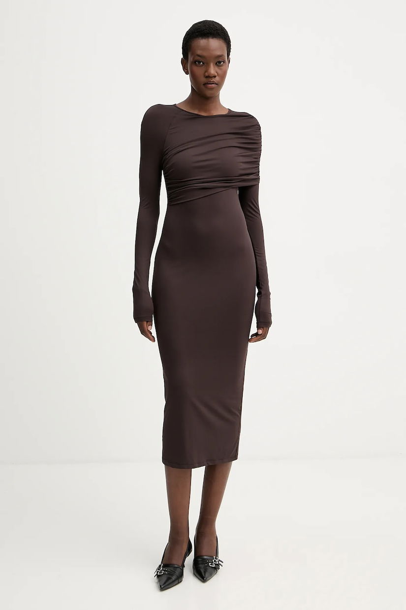 Aniye By rochie culoarea maro, midi, mulată, 181294