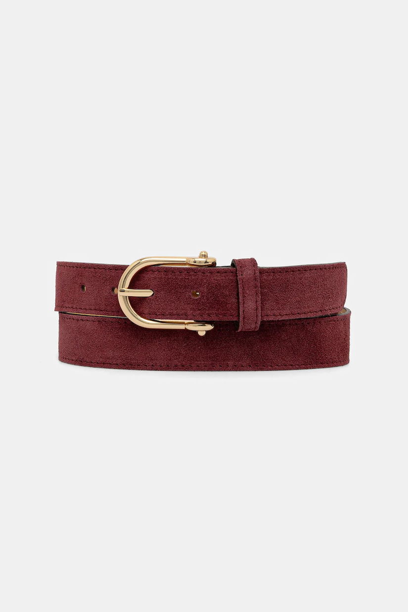 Answear.LAB curea din piele intoarsa culoarea bordo
