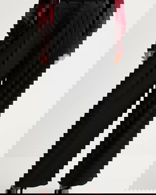 Gestuz pantaloni culoarea negru, lat, high waist, 10910805