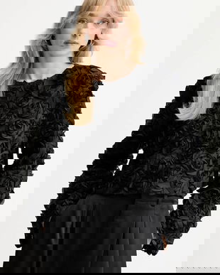 Gestuz bluză culoarea negru, modelator, 10910826