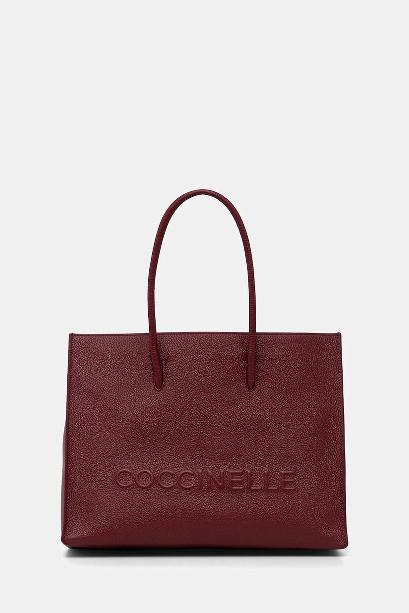 Coccinelle poșetă de piele COCCINELLEMYRTHA MAXI LOG culoarea negru, E1 QBB 18 02 01