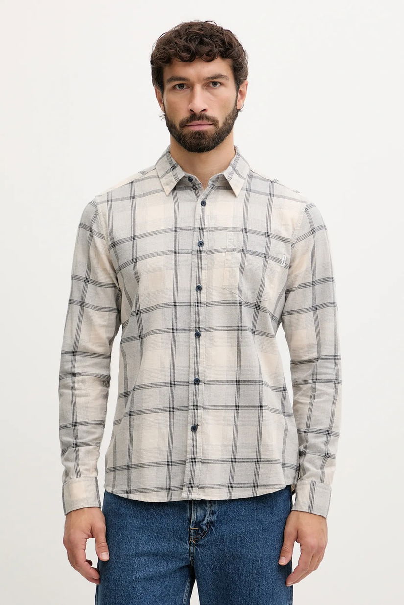 Pepe Jeans cămașă din bumbac culoarea gri, cu guler clasic, regular, PM3090829