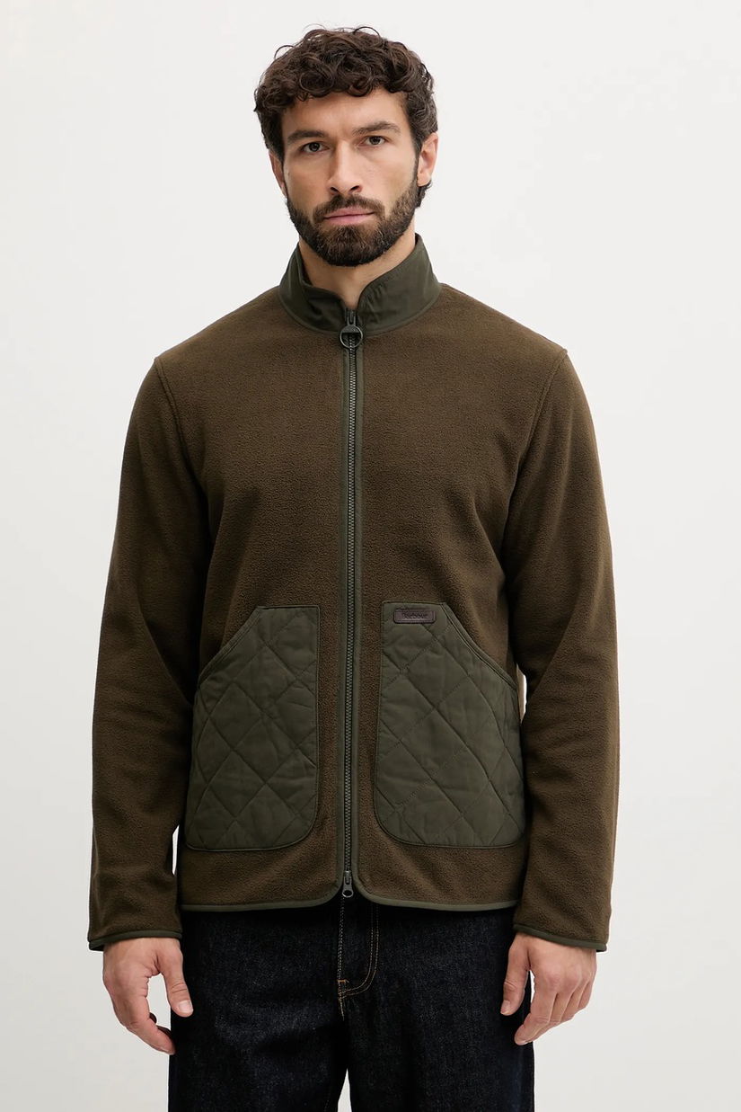 Barbour hanorac fleece LOWICH culoarea verde, uni, MFL0211