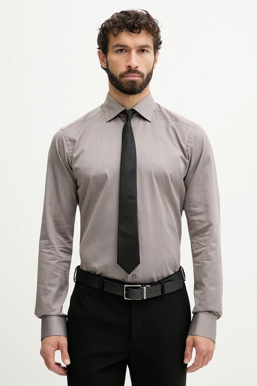 Eton cămașă din bumbac culoarea bej, cu guler italian, slim, 100014608