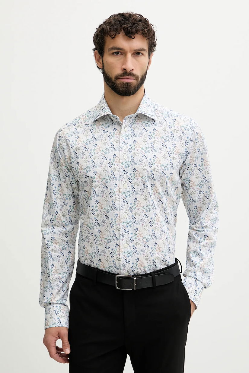 Eton cămașă din bumbac culoarea alb, cu guler italian, slim, 100014421