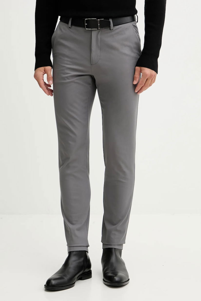 BOSS pantaloni culoarea bleumarin, cu fason chinos, 50543945