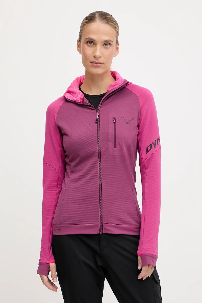 Dynafit hanorac Radical Polartec culoarea verde, cu glugă, cu imprimeu, 08.0000071123