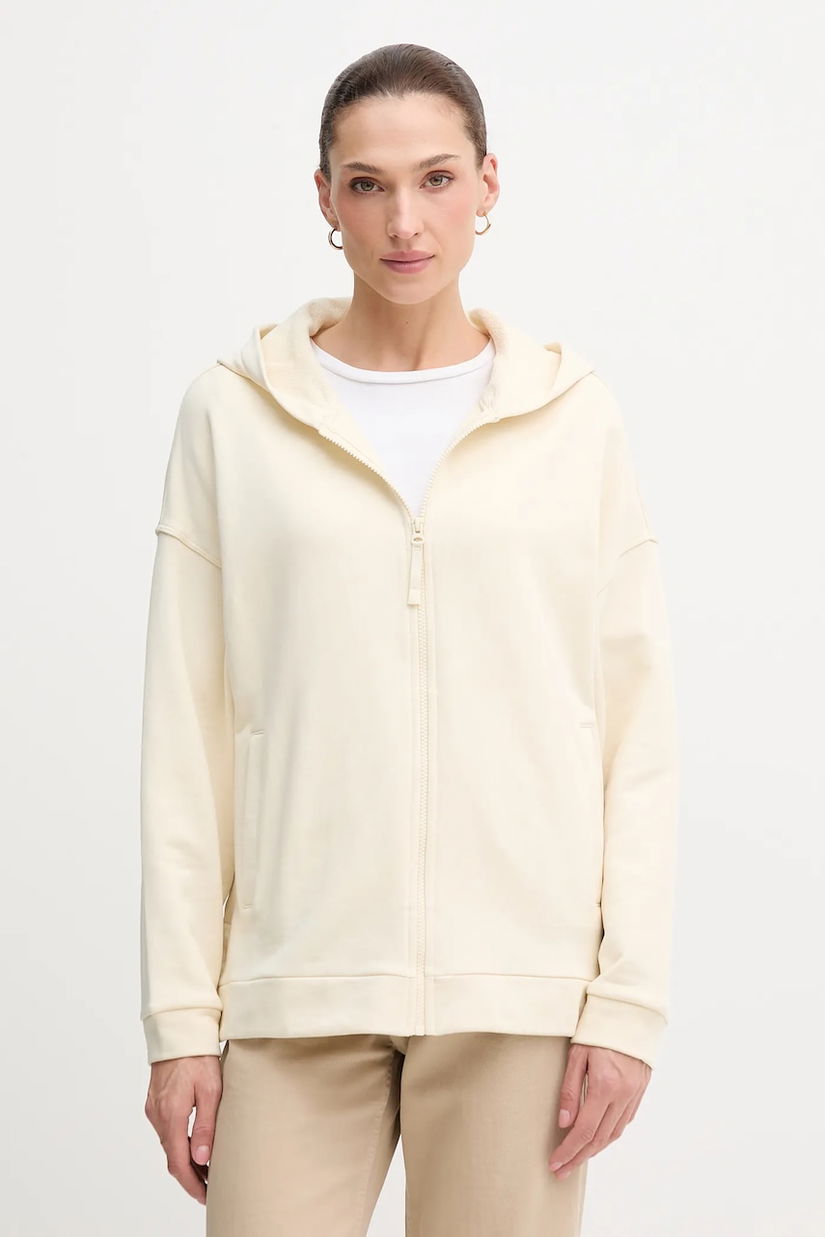 United Colors of Benetton hanorac de bumbac culoarea roz, cu glugă, uni, 3UNID500R
