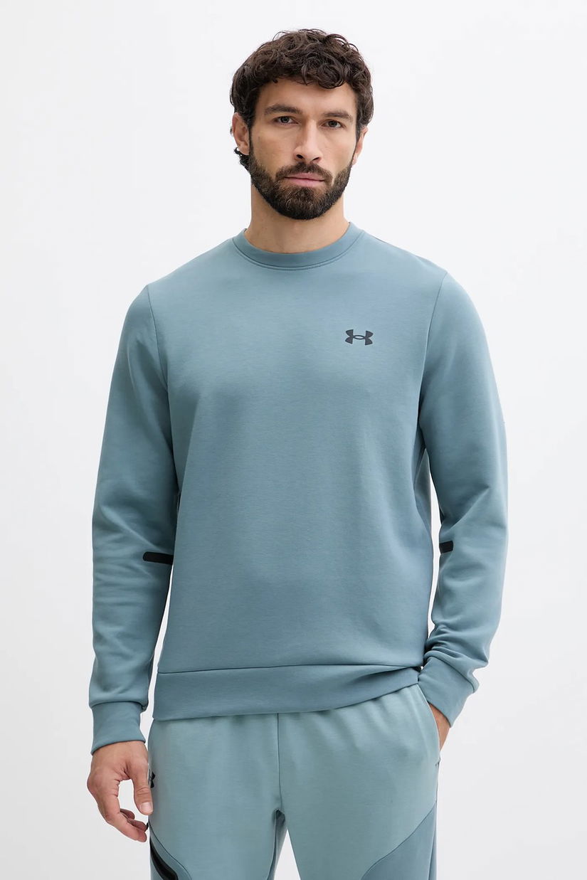 Under Armour bluză Unstoppable Fleece Crew culoarea negru, 1389351