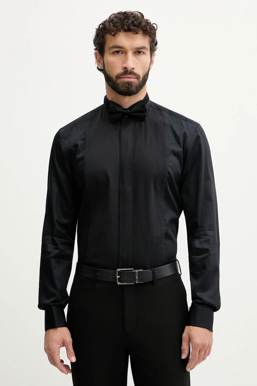 BOSS cămașă din bumbac culoarea negru, slim, 50550662