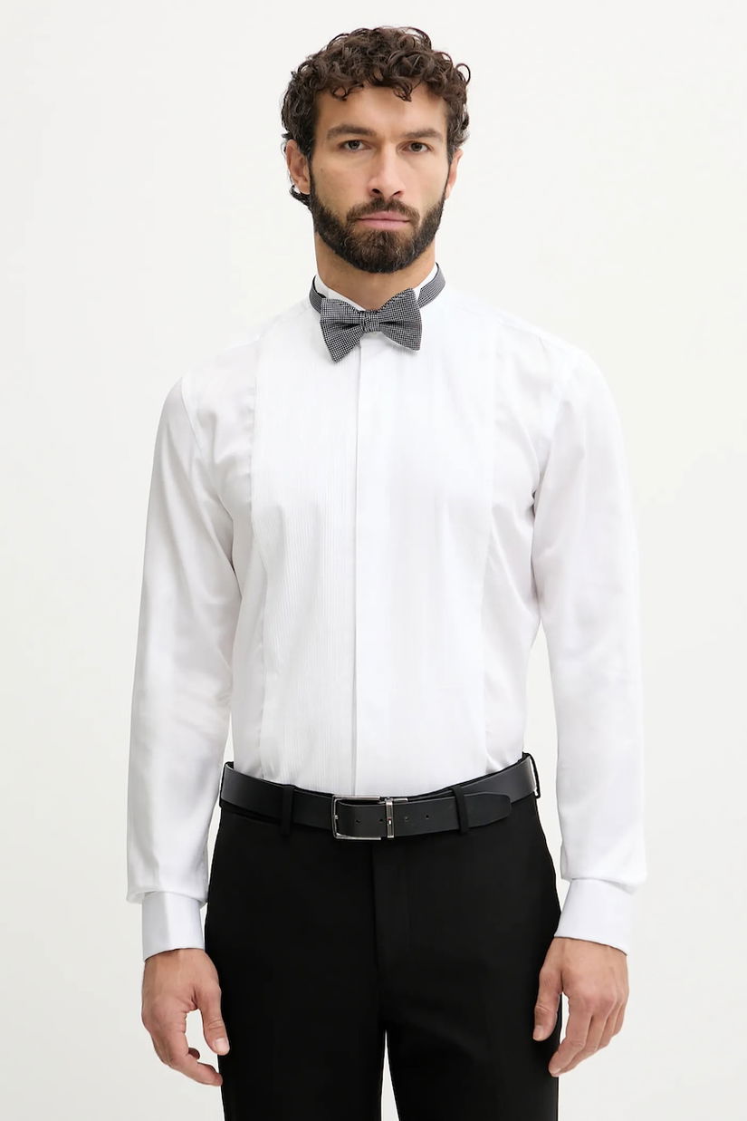 BOSS cămașă din bumbac culoarea alb, slim, 50550662