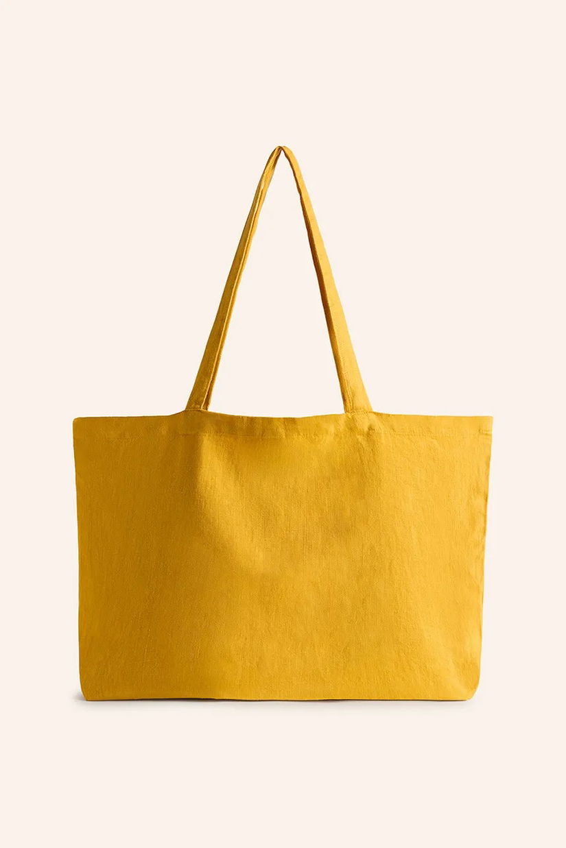 Calma House geantă de plajă din in Lino 46 x 19 x 40 cm culoarea galben
