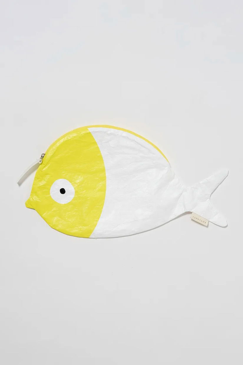 SunnyLife geantă de plajă pentru copii Finn the Fish Neon Yellow culoarea galben