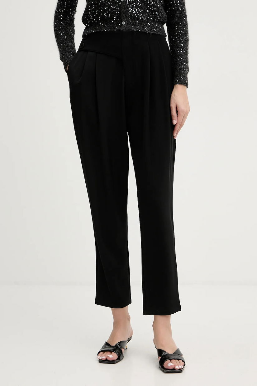 Fracomina pantaloni culoarea negru, fason tigareta, high waist, FJ25WV4004W42901