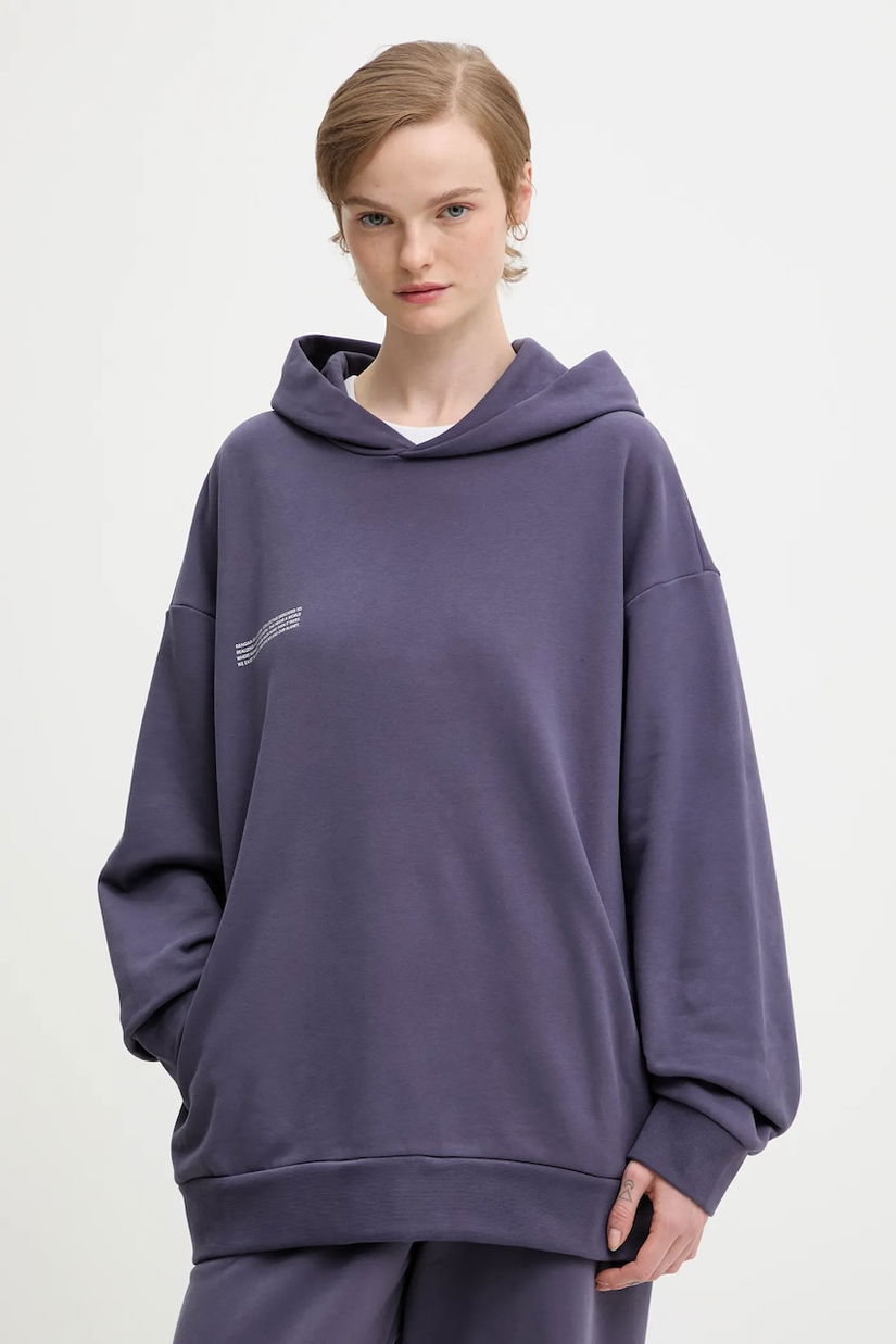 Pangaia hanorac de bumbac culoarea violet, cu glugă, uni, 10000180