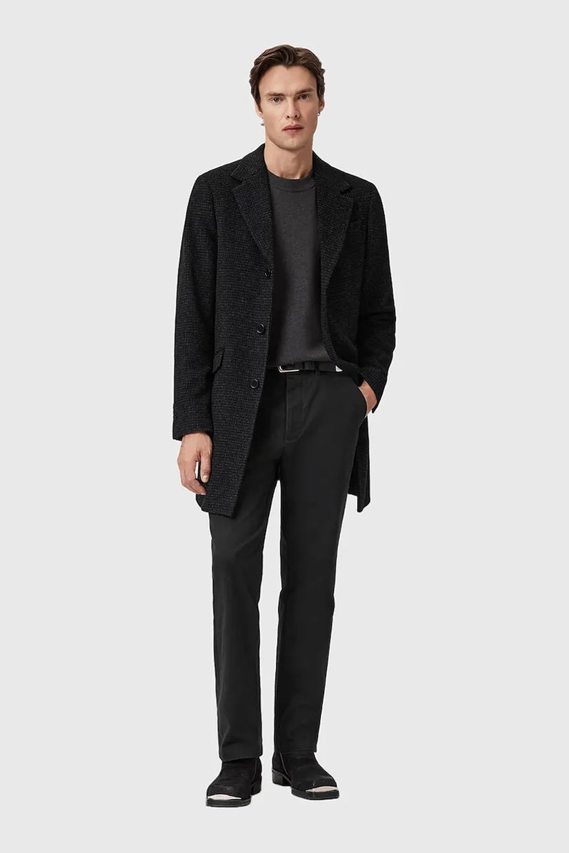 AllSaints pantaloni de bumbac BECKLEY culoarea negru, cu fason chinos, M022TD