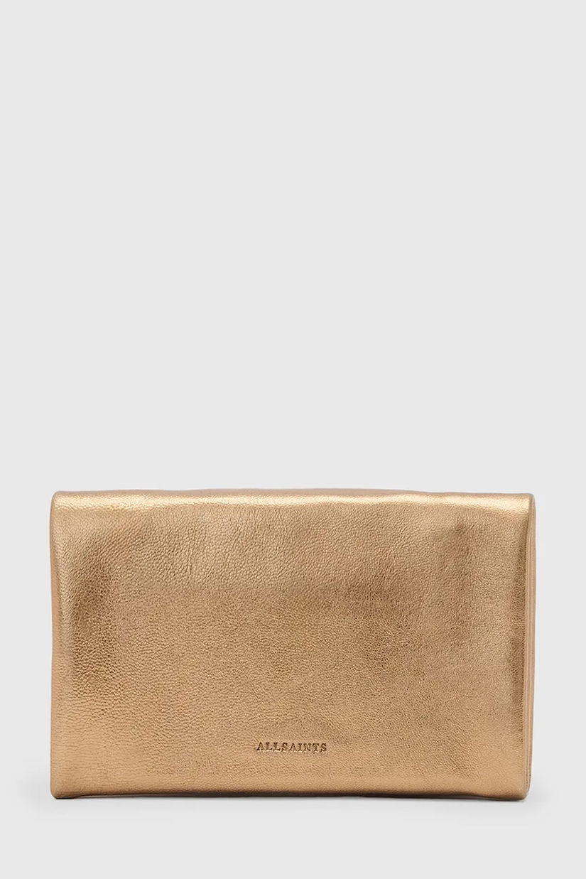 AllSaints portofel de piele HARLUNA culoarea auriu, W205XD
