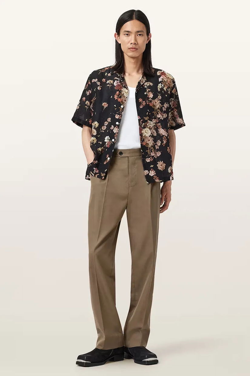 AllSaints pantaloni cu lână TALLIS culoarea maro, drept, M021TD