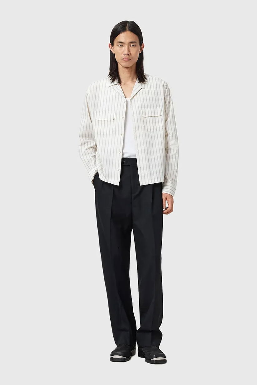 AllSaints pantaloni cu lână TALLIS culoarea negru, drept, M021TD