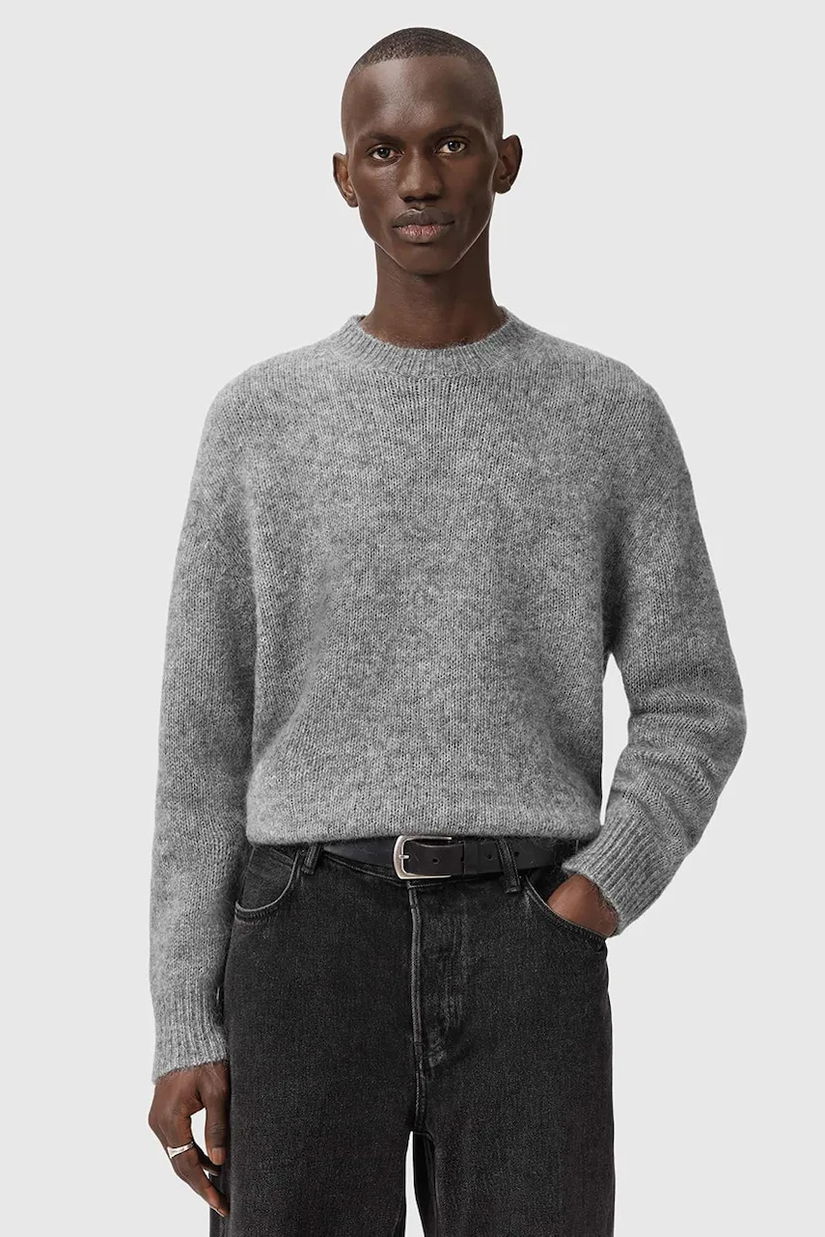 AllSaints pulover din amestec de mohair COBY culoarea gri, M005KD