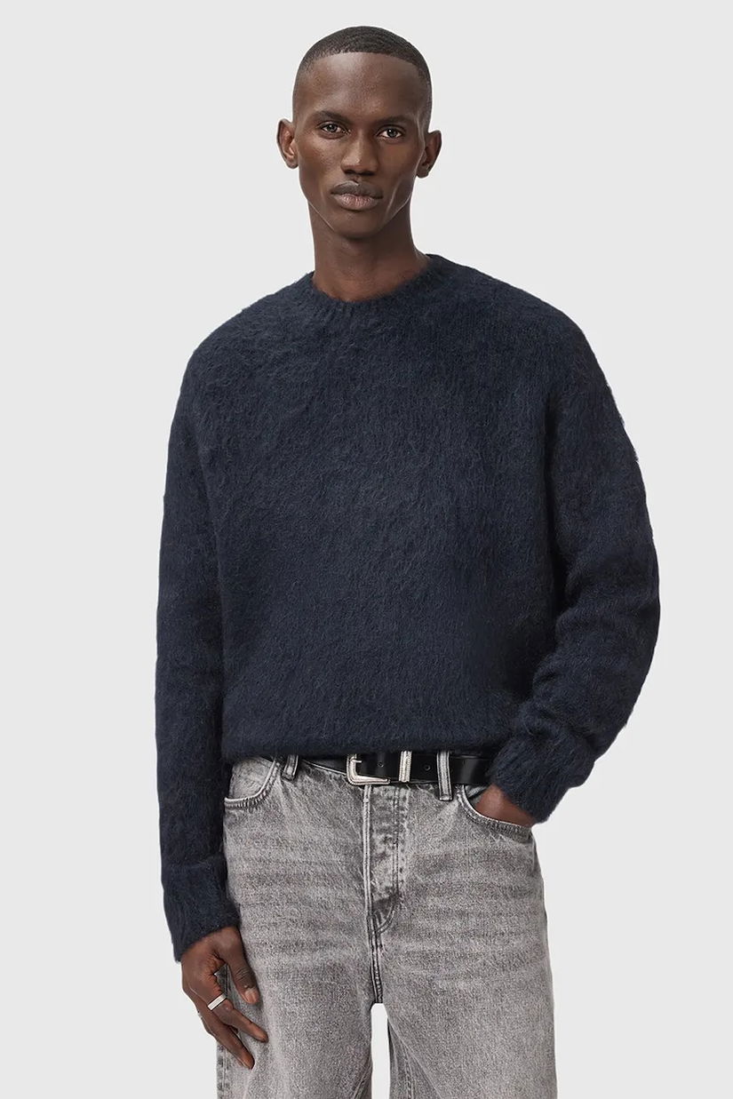 AllSaints pulover din amestec de mohair COBY culoarea negru, M005KD