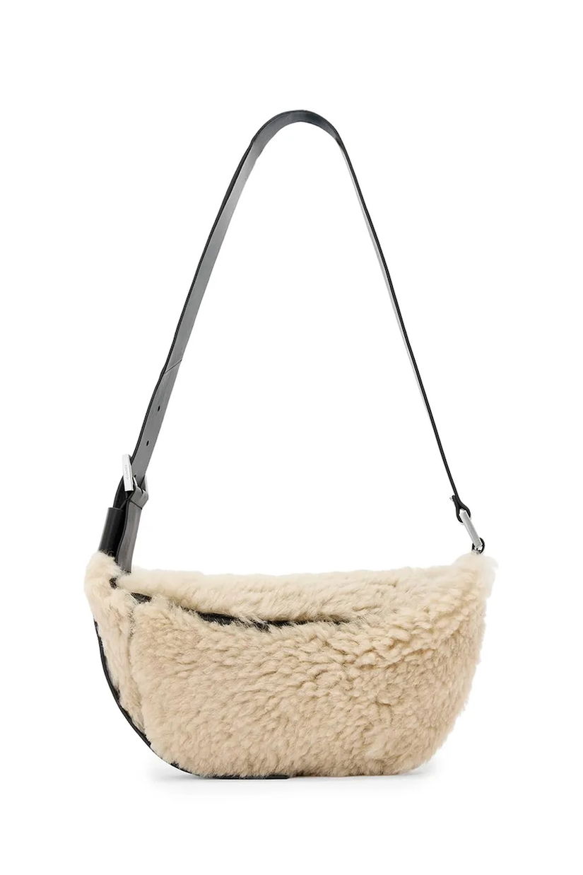 AllSaints geantă de lână LUNA culoarea bej, W220XD