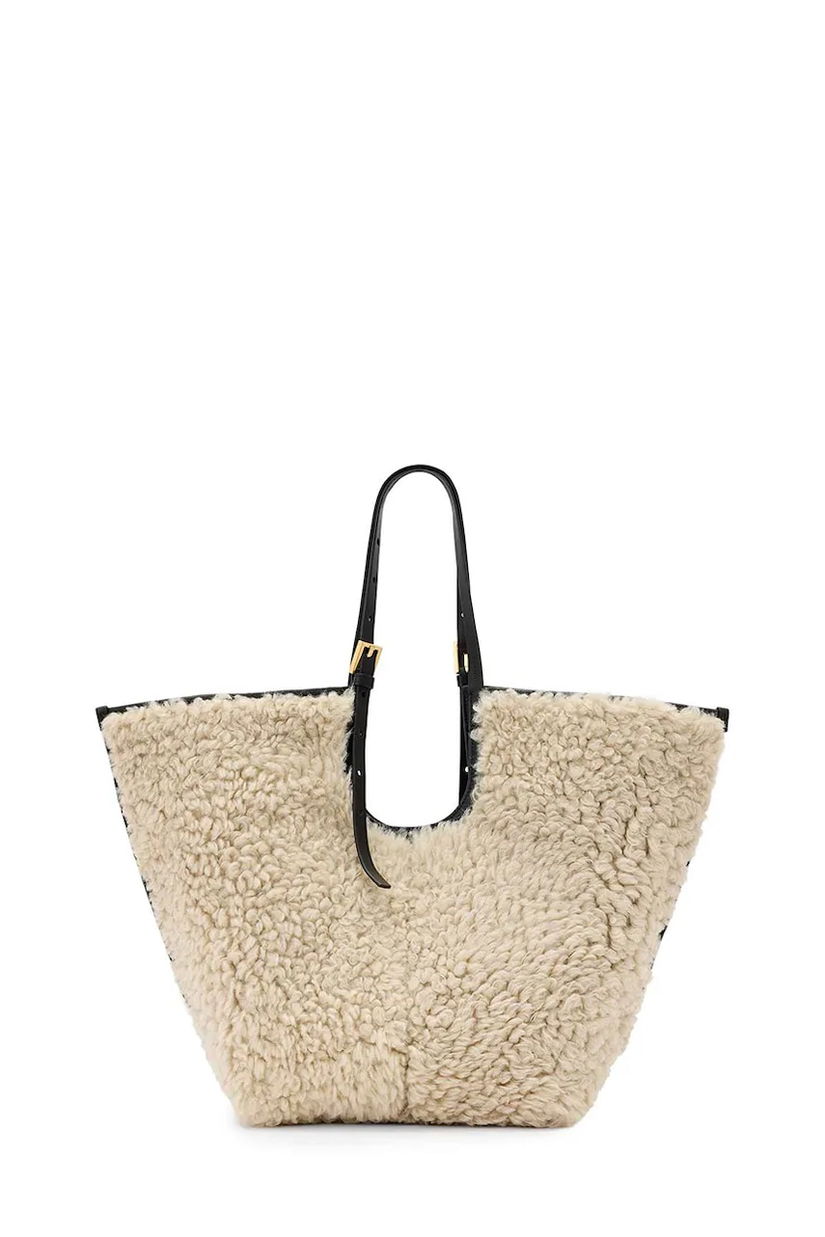 AllSaints geantă de lână ARA culoarea bej, W216XD