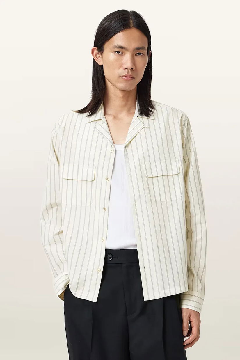 AllSaints cămașă din bumbac STANLEY culoarea bej, regular, M022SD