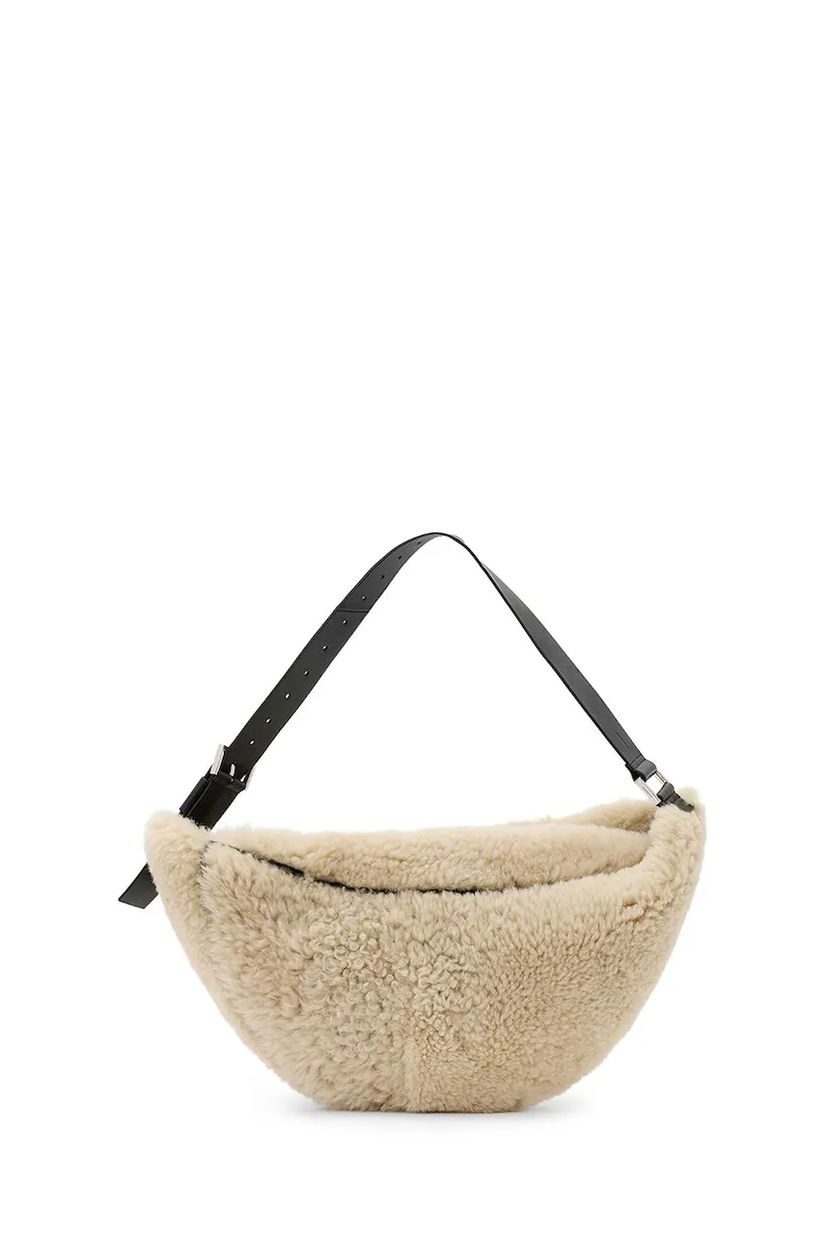 AllSaints poșetă de piele LUNA culoarea bej, W217XD