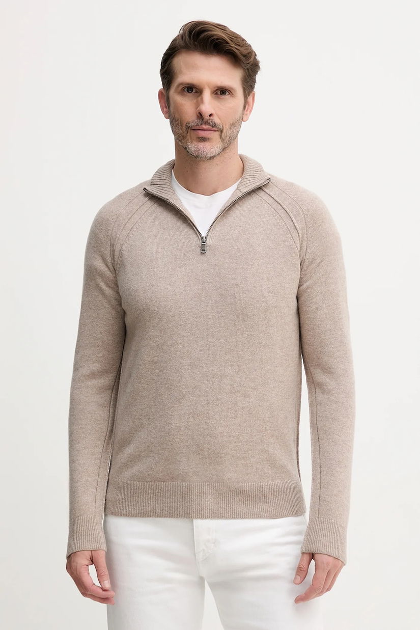 United Colors of Benetton pulover de lână culoarea bej, cu turtleneck, 1006U202B