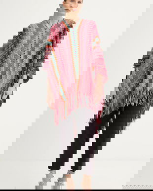 Missoni poncho de lână culoarea roșu, light, POQYWMDA224
