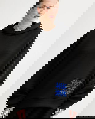 MMC STUDIO bluză culoarea negru, cu glugă, cu imprimeu, VERITE.HOODIE