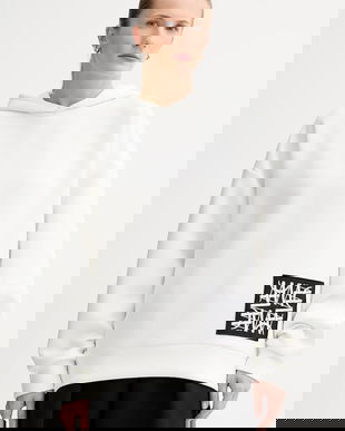 MMC STUDIO bluză culoarea alb, cu glugă, cu imprimeu, VERITE.HOODIE